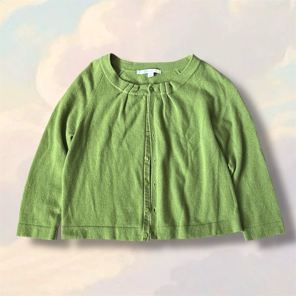 Boden light green all cashmere knit button up cardigan